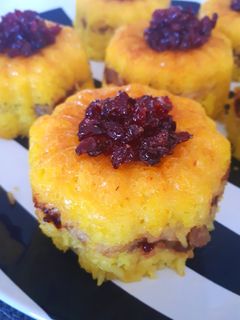 عکسی از دستور ته چین قالبی مرغ و بادمجان مجلسی