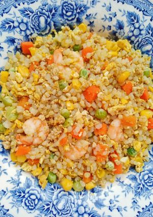 รูปของ ข้าวบุกผัด เขียวหวาน กุ้ง หมูสับ ไข่ คลีน