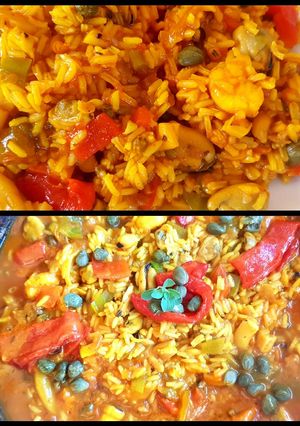 Una foto de Paella de mariscos sencilla. #delantaldorado