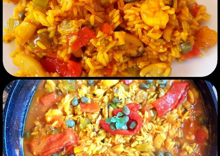 Paella de mariscos sencilla. #delantaldorado