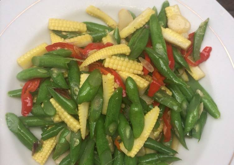 Cara mudah meracik Tumis buncis jagung muda Lezat