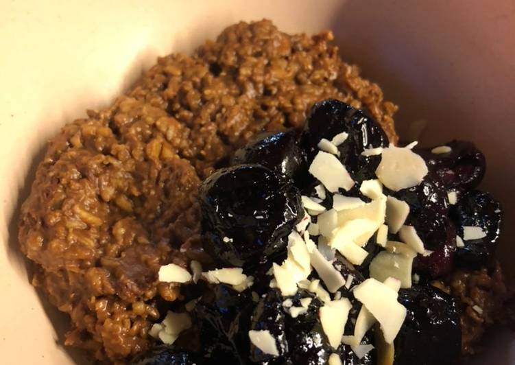Steps to Make Ultimate Chocolate cherry porridge 🍒 - vegan
