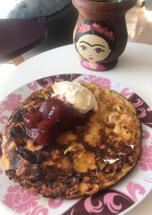 Una foto de Tortilla de banana y castañas, sin tacc, sin azúcar agregada