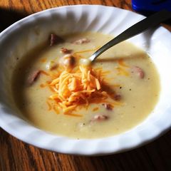 A picture of Slow cooker Potato & Smoked Sausage soup.