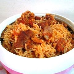 A picture of Muslim mutton biryani.