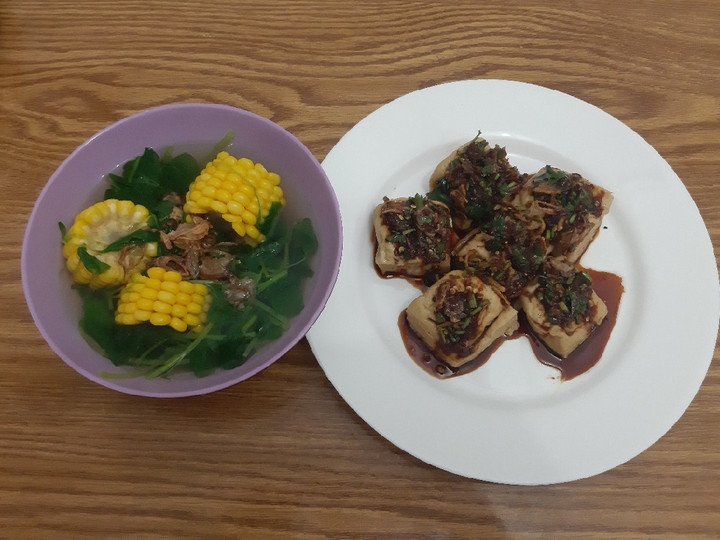 Langkah Mudah untuk Menyiapkan Bening Bayam dan Tahu Sambal Kecap, Enak