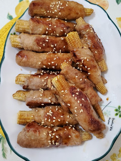 燒烤玉米筍捲五花肉 的食譜成品照片