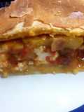 Torta de pollo, con manzanas, pasas de uva al oporto y Curry 🐤🍇