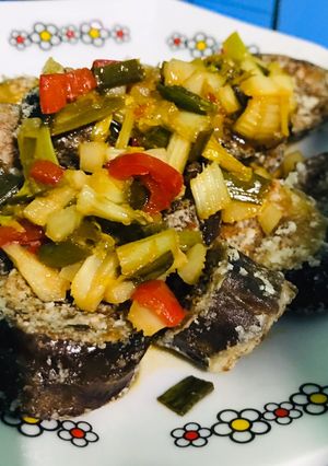 A picture of Eggplant karaage miso vinegar dressing.