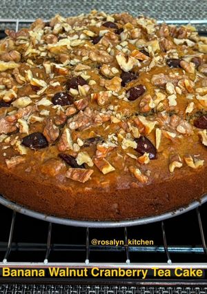 A picture of Banana Walnut Cranberry Tea Cake.