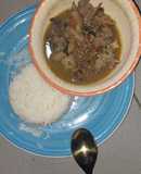 Goat meat and assorted meat pepper soup with white rice