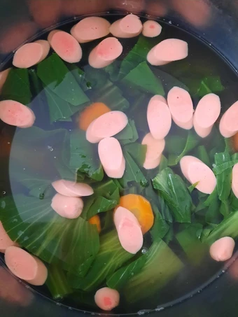 Easy Way Make Sop Pakcoy Wortel Sosis the So Delicious Makes you drool