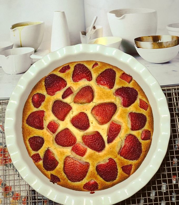 รูปของ เค้กสตรอว์เบอร์รี เพื่อสุขภาพ ง่ายๆ สไตส์จุ๋ม (Strawberry cake)