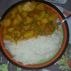 A picture of Rice with potato stew.