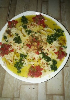صورة لوصفة فتة الحمص