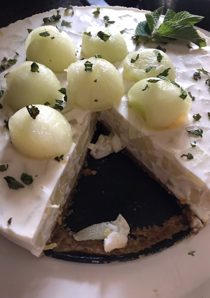 Una foto de Tarta fría de Melón y Coco