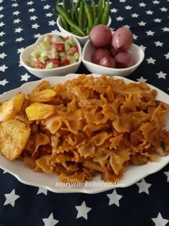 عکسی از دستور ماکارونی گوشت و قارچ