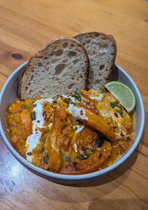 A picture of Roasted Squash Daal Traybake.