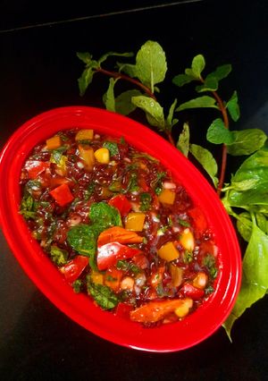 A picture of Black rice tangy salad.