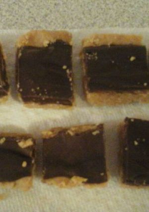 A picture of no bake peanut butter bars.