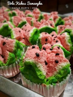 Foto resep Bolu Kukus (Mekar) Semangka 1 Telur - All in One Methode