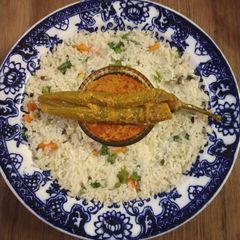 A picture of Hyderabadi Mirchi Ka Salan Aur Pulao.