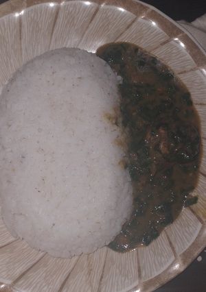 A picture of Tuwon shinkafa da zogale #adamawa.