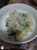 Papas con crema tipo Alfredo
