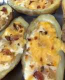 Papas rellenas de queso y bacon (panceta ahumada)