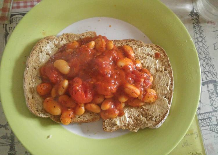Steps to Make Perfect Fancy beans/tomatoes on toast