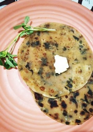 A picture of Methi paratha.
