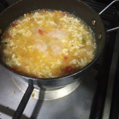 A picture of Carrot egg soup.