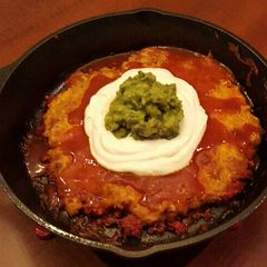 A picture of Cast Iron Skillet Layered Nacho Dip.
