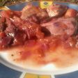Pollo c/cebollas, ciruelas fresca y manzana verde. Receta original de @drlisandroromagnoli