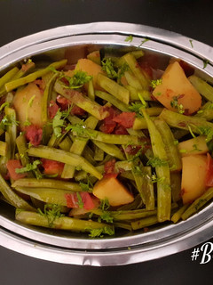A picture of Cluster Beans-Potato Subzi/ Gavarfali-Batata Nu Shaak.