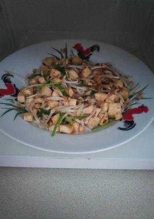 A picture of Tou-Gua (variant of Tofu) with Beansprouts.