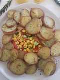 Roast potatoes with corn salad