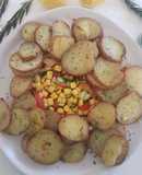 Roast potatoes with corn salad