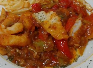 Una foto de Migas de Bacalao con Pisto Mediterrani