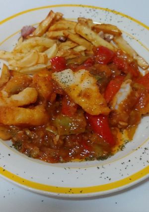 Una foto de Migas de Bacalao con Pisto Mediterrani