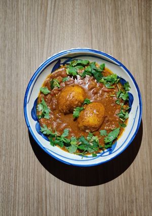 A picture of RAJMA CURRY with EGGS.