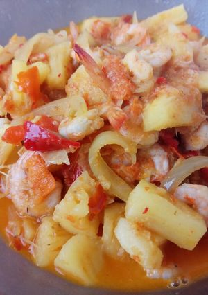 Foto resep Tumis nanas udang pedas