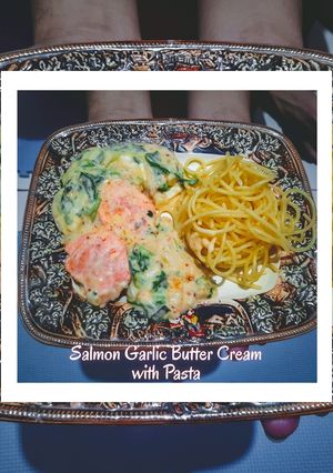 Foto resep Salmon Garlic Butter Cream with Pasta