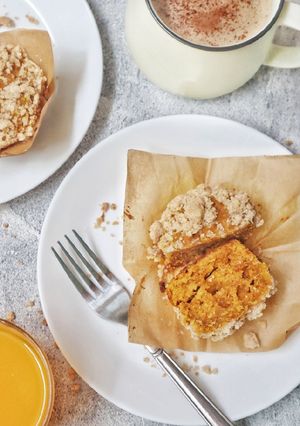 A picture of Vegan pumpkin muffins.