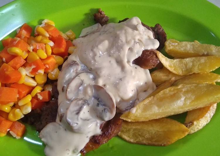 Resep Steak with mushroom sauce ala steak 21 anti gagal 