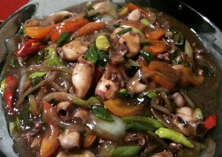 Resep Baby cumi saos lada hitam, Bikin Ngiler