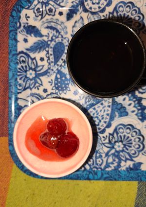 Una foto de Bavarois de frutilla