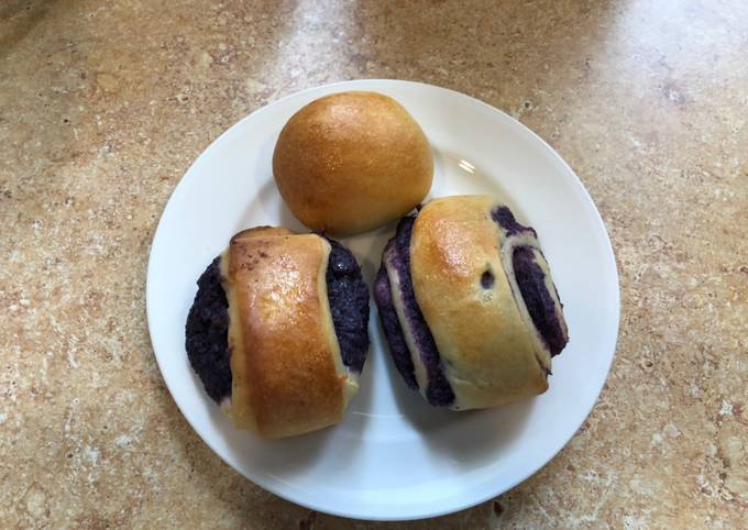 Cara Gampang Membuat Roti filling ube (ketela ungu) dan cream cheese yang Sempurna