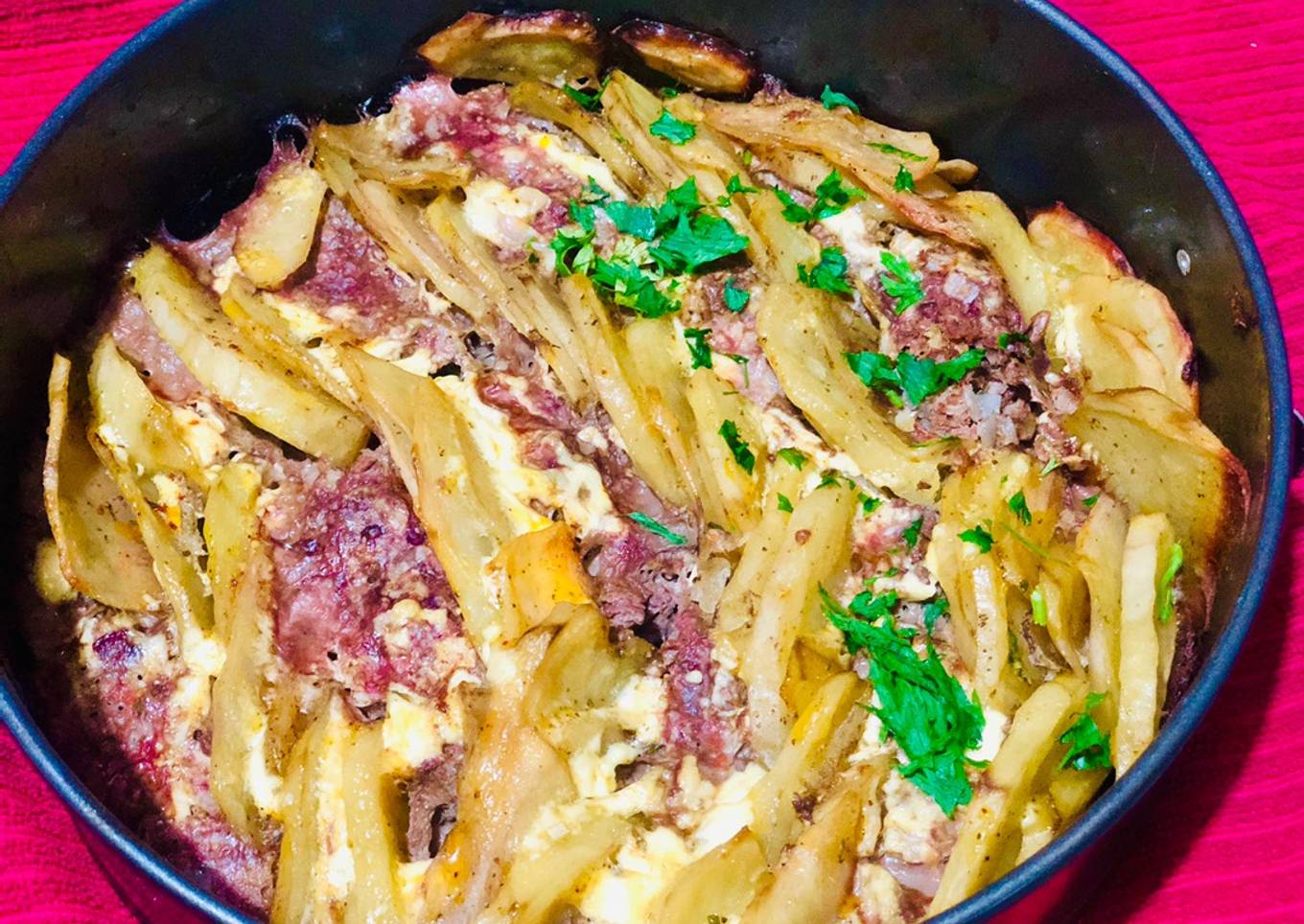 Papas al horno con carne molida