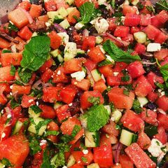 A picture of Watermelon Greek Salad.